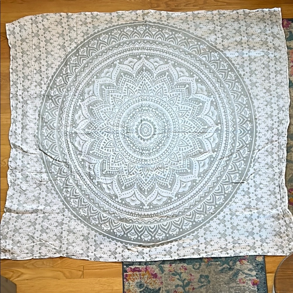 Gray Mandala Tapestry Wall Hanging